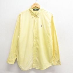 L★古着 JCペニー 長袖 シャツ メンズ 90年代 90s コットン ボタンダウン 黄 イエロー 25may26 中古 トップス