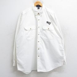 XL★古着 長袖 シャツ メンズ NFL セントルイスラムズ 大きいサイズ ロング丈 コットン ボタンダウン 白 ホワイト アメフト スーパーボウル 25may28 中古 トップス