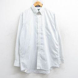 【50%OFF】L★古着 長袖 シャツ メンズ 00年代 00s ロング丈 ボタンダウン 白他 ホワイト チェック 25may28 中古 トップス