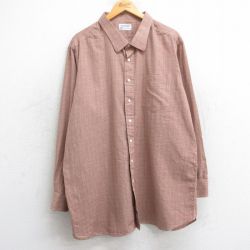 XL★古着 長袖 シャツ メンズ 90年代 90s 大きいサイズ ロング丈 オレンジ系他 25may28 中古 トップス
