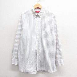 【50%OFF】XL★古着 長袖 シャツ メンズ オックスフォード ボタンダウン 薄紺他 ネイビー ストライプ 25may29 中古 トップス