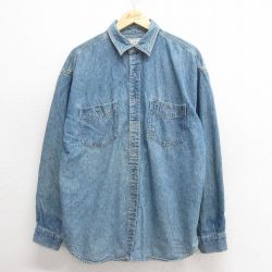 L★古着 アリゾナジーンズ 長袖 シャツ メンズ 00年代 00s コットン 紺 ネイビー デニム 25may29 中古 トップス