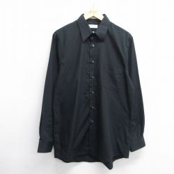 L★古着 バンヒューセン 長袖 シャツ メンズ ロング丈 USA製 黒 ブラック 25may30 中古 トップス