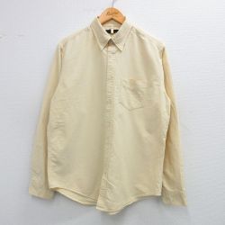 【50%OFF】L★古着 ギャップ GAP 長袖 シャツ メンズ オックスフォード コットン ボタンダウン 薄黄 イエロー 25may30 中古 トップス