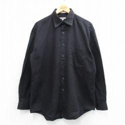 L★古着 ペリーエリス 長袖 シャツ メンズ 90年代 90s 総柄 コットン 黒他 ブラック 25may30 中古 トップス