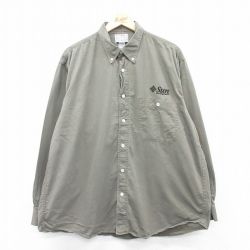 【50%OFF】XL★古着 長袖 シャツ メンズ 00年代 00s Sun マイクロシステム 大きいサイズ ロング丈 コットン ボタンダウン 濃緑系 グリーン 25may30 中古 トップス