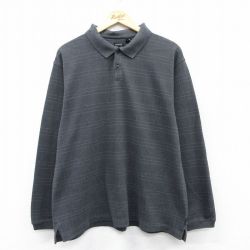 XL★古着 アロー 長袖 ポロ シャツ メンズ 濃グレー他 チェック 25may30 中古 トップス