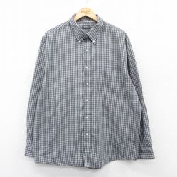 XL★古着 アロー 長袖 シャツ メンズ 大きいサイズ ボタンダウン グレー他 チェック 25may30 中古 トップス