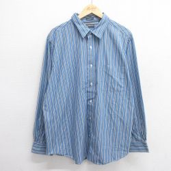 【50%OFF】XL★古着 セントジョンズベイ 長袖 シャツ メンズ 大きいサイズ コットン 薄紺他 ネイビー ストライプ 25may31 中古 トップス