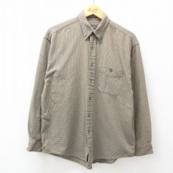 L★古着 バンヒューセン 長袖 シャツ メンズ コットン ボタンダウン ベージュ系他 カーキ 25may31 中古 トップス