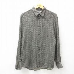【50%OFF】90s 長袖シャツ 総柄 ブラック S | 古着