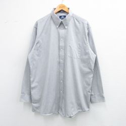 【50%OFF】XL★古着 長袖 シャツ メンズ 00年代 00s 大きいサイズ ロング丈 ボタンダウン グレー 25may31 中古 トップス