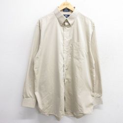 XL★古着 長袖 シャツ メンズ 大きいサイズ ロング丈 ベージュ カーキ 25jun03 中古 トップス