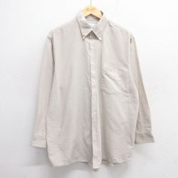 XL★古着 バンヒューセン 長袖 シャツ メンズ 大きいサイズ ボタンダウン 薄ベージュ カーキ 25jun03 中古 トップス