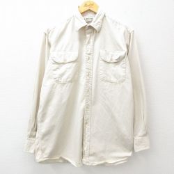 XL★古着 長袖 シャツ メンズ 90年代 90s コットン USA製 薄ベージュ カーキ 25jun11 中古 トップス