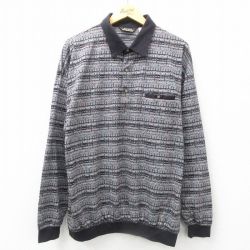 XL★古着 長袖 ポロ シャツ メンズ 00年代 00s 黒他 ブラック 25jun11 中古 トップス