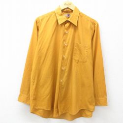 XL★古着 長袖 シャツ メンズ 80年代 80s 濃黄 イエロー 25jun11 中古 トップス