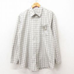 L★古着 長袖 シャツ メンズ グレー チェック 25jun16 中古 トップス