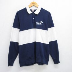 L★古着 長袖 ポロ シャツ メンズ 90年代 90s ALBANY ラグラン USA製 紺他 ネイビー 25jun19 中古 トップス