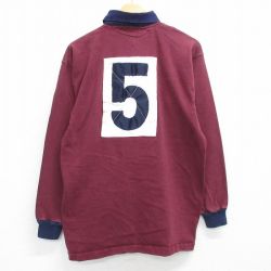 M★古着 長袖 ラガー シャツ メンズ 90年代 90s マルディグラ コットン USA製 エンジ系他 【spe】 25jun19 中古 トップス