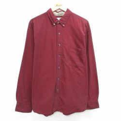 XL★古着 FARAH 長袖 シャツ メンズ 大きいサイズ コットン ボタンダウン エンジ系 25jun19 中古 トップス