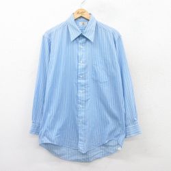 【50%OFF】XL★古着 長袖 シャツ メンズ 80年代 80s 水色他 ストライプ 25jun23 中古 トップス
