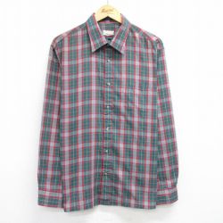 【20%OFF】XL★古着 長袖 シャツ メンズ 80年代 80s 緑他 グリーン チェック 25jun23 中古 トップス