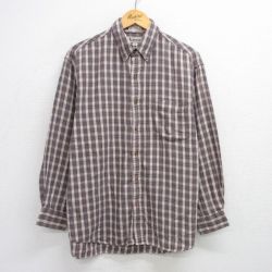 L★古着 エアロポステール AEROPOSTALE 長袖 シャツ メンズ 90年代 90s コットン ボタンダウン ベージュ系他 カーキ チェック 25jun23 中古 トップス