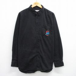 XL★古着 長袖 シャツ メンズ 90年代 90s バッファロー サボテン 大きいサイズ コットン ボタンダウン USA製 黒 ブラック デニム 25jun23 中古 トップス