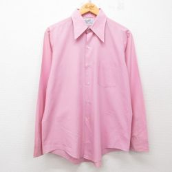 L★古着 長袖 シャツ メンズ 70年代 70s ピンク 25jun25 中古 トップス