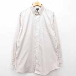 XL★古着 JOS A BANK 長袖 シャツ メンズ 大きいサイズ ロング丈 コットン ボタンダウン 薄ベージュ他 カーキ チェック 25jun25 中古 トップス