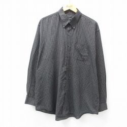 XL★古着 バンヒューセン 長袖 シャツ メンズ 大きいサイズ ボタンダウン 黒他 ブラック チェック 25jun25 中古 トップス