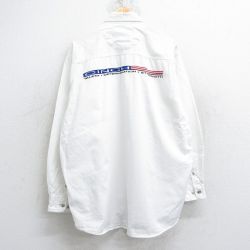 XL★古着 長袖 シャツ メンズ 90年代 90s CINCH 刺繍 大きいサイズ コットン 白 ホワイト 【spe】 25jun25 中古 トップス