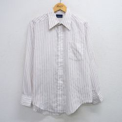 XL★古着 長袖 シャツ メンズ 90年代 90s USA製 白他 ホワイト ストライプ 25jun26 中古 トップス