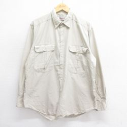 XL★古着 長袖 シャツ メンズ 90年代 90s コットン ベージュ カーキ 25jun30 中古 トップス