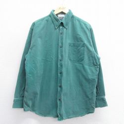 XL★古着 Wear Guard 長袖 シャツ メンズ 90年代 90s コットン ボタンダウン 緑他 グリーン ストライプ 25jun30 中古 トップス