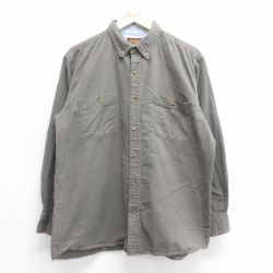 XL★古着 FADED GLORY 長袖 シャツ メンズ 00年代 00s コットン ボタンダウン グレー系 25jun30 中古 トップス