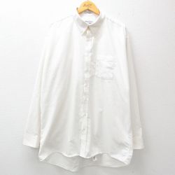 XL★古着 マンハッタン 長袖 シャツ メンズ 90年代 90s 大きいサイズ ロング丈 白 ホワイト 25jun30 中古 トップス