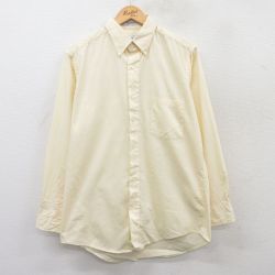 L★古着 バンヒューセン 長袖 シャツ メンズ 90年代 90s ボタンダウン 薄黄 イエロー 25jun30 中古 トップス