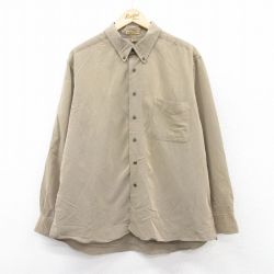 XL★古着 アロー 長袖 シャツ メンズ 大きいサイズ レーヨン ボタンダウン 緑系 グリーン 25jun30 中古 トップス