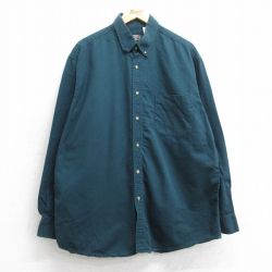 【50%OFF】XL★古着 長袖 シャツ メンズ 00年代 00s 大きいサイズ コットン ボタンダウン 緑 グリーン 25jul03 中古 トップス