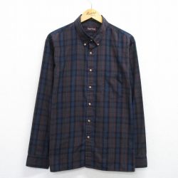 XL★古着 長袖 シャツ メンズ 90年代 90s 大きいサイズ ボタンダウン 紺他 ネイビー チェック 25jul03 中古 トップス