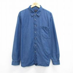 XL★古着 トミーバハマ 長袖 シャツ メンズ コットン 紺 ネイビー デニム 25jul03 中古 トップス