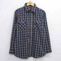 L★古着 長袖 シャツ メンズ 90年代 90s 紺他 ネイビー チェック 25jul03 中古 トップス