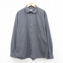 XL★古着 長袖 シャツ メンズ 大きいサイズ 濃グレー 25jul05 中古 トップス