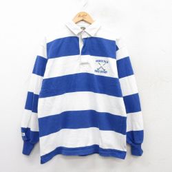 M★古着 バーバリアン 長袖 ラガー シャツ メンズ フィールドホッケー コットン 青他 ブルー ボーダー 25jul05 中古 トップス
