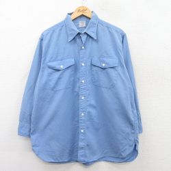 XL★古着 長袖 ビンテージ シャツ メンズ 60年代 60s マチ付き 薄紺 ネイビー 【spe】 25jul05 中古 トップス