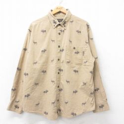 XL★古着 ウールリッチ WOOLRICH 長袖 シャツ メンズ シカ ボタンダウン 薄茶 ブラウン 25aug04 中古 トップス