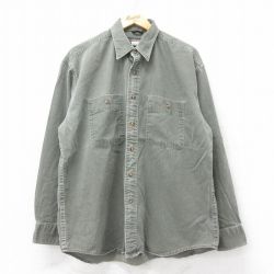 XL★古着 ジャンスポーツ 長袖 シャツ メンズ 90年代 90s 大きいサイズ コットン 濃緑 グリーン 【spe】 25aug04 中古 トップス