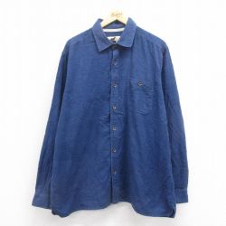 【50%OFF】XL★古着 TERRITORY AHEAD 長袖 シャツ メンズ ネイティブ柄 ラグ柄 大きいサイズ コットン 紺 ネイビー 25aug08 中古 トップス